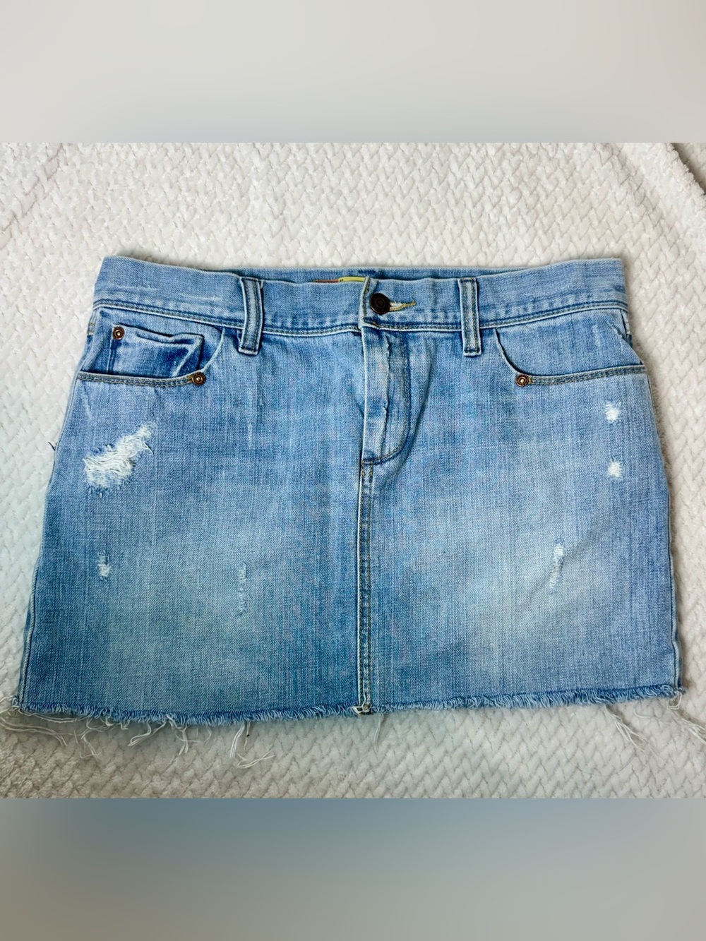 Old Navy Light Blue Distressed Denim Mini Skirt Y2K style